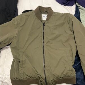Zara Men's Khaki Bomber Jacket